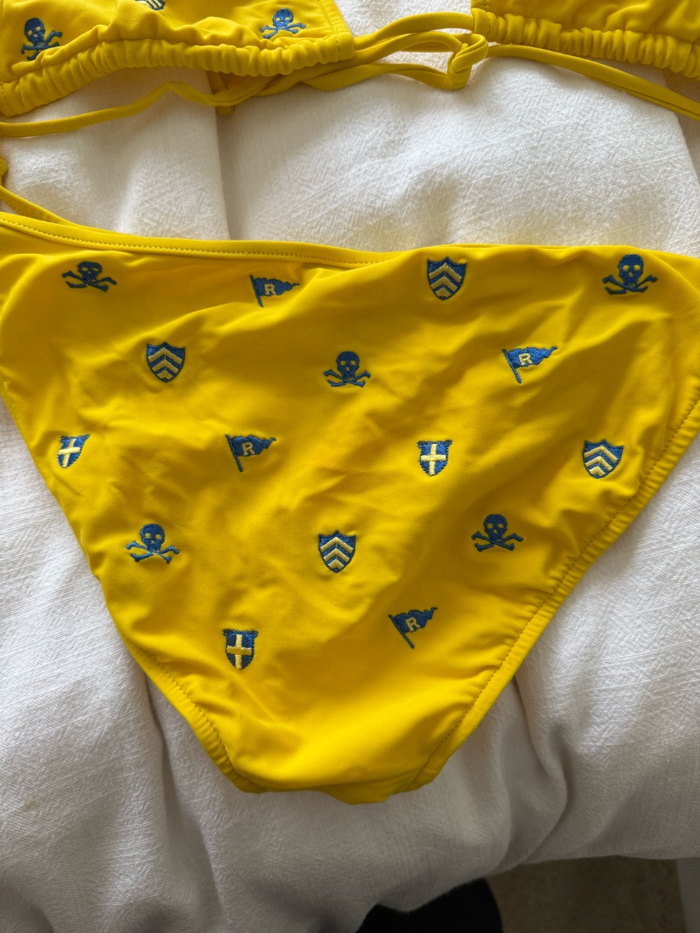 RUGBY by Ralph Lauren Yellow Bikini with Blue Accents size Large Vintage - Picture 3 of 7